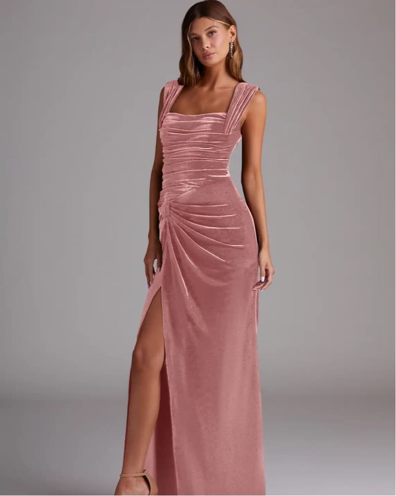 Dusty Rose Velet Dress - Image 4