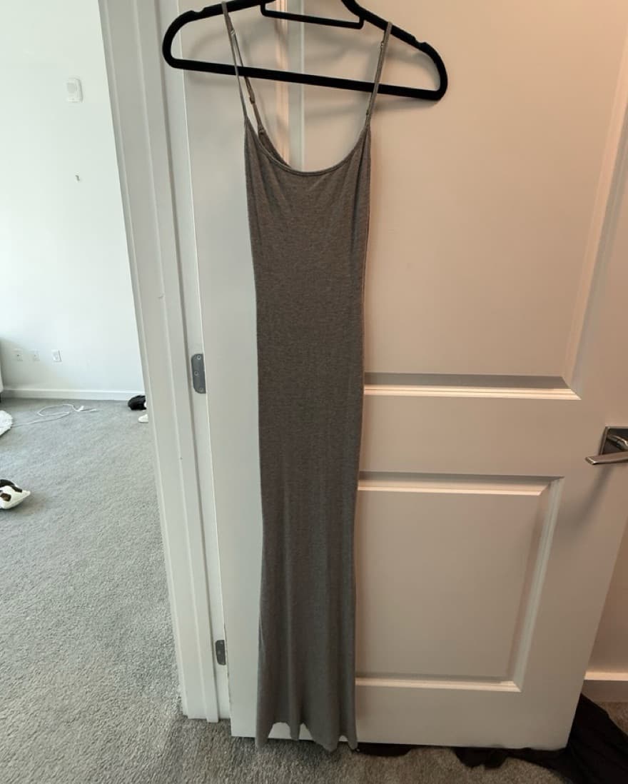 Soft Lounge Long Slip Dress - Grey - Image 4