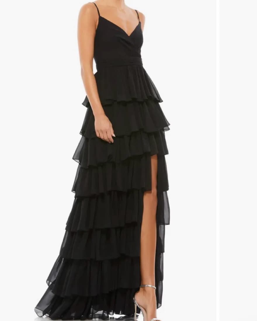 Tiered Ruffle Empire Waist Chiffon Gown - Image 1