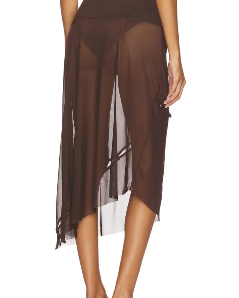 Brown Asymmetrical Mesh Skirt  - Image 5