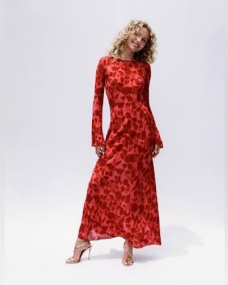 Realistation Par Vibrant Red Floral Dres - Image 3