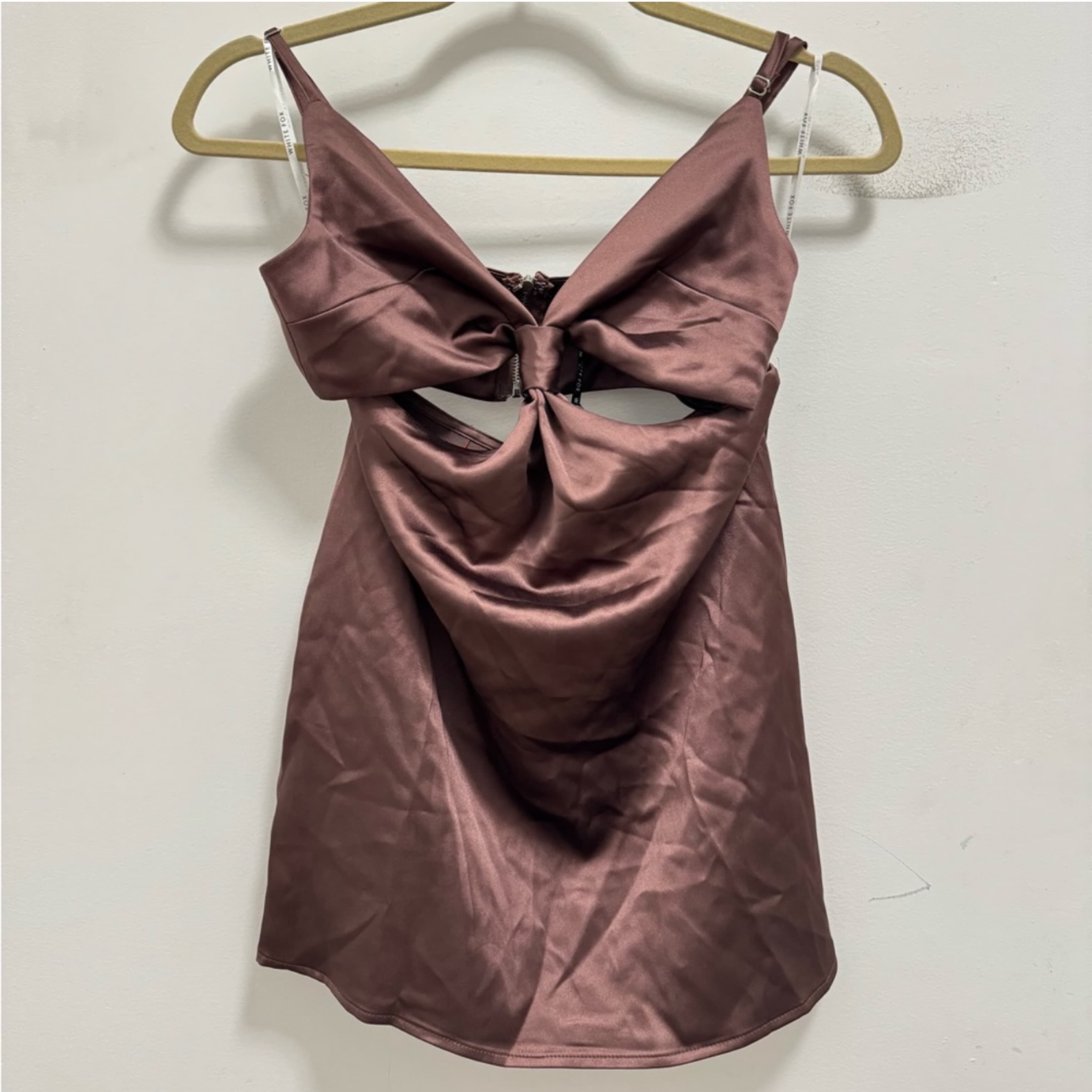White Fox Boutique BrownSatin Mini Dress - Image 4