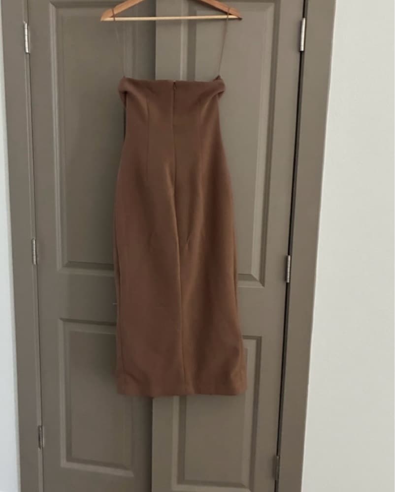 French Connection Brown Strapless Dress - Image 3