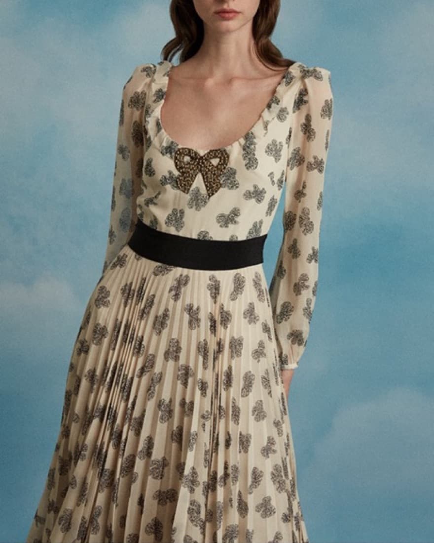 Denise Dress In Cream Bows With Embroide - Image 6