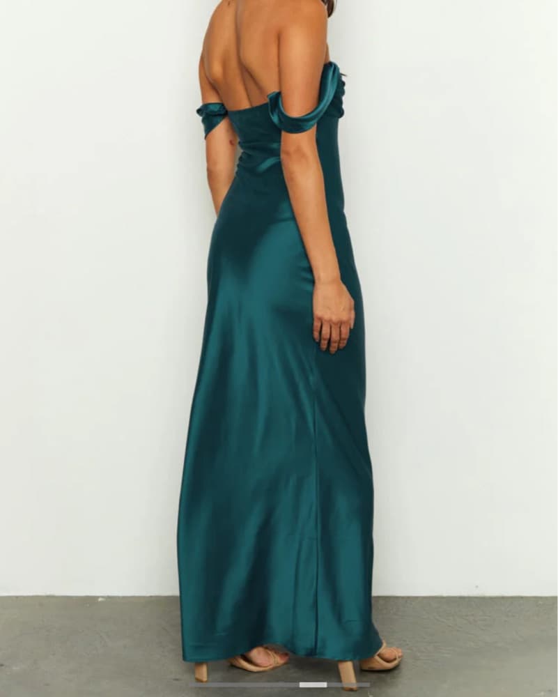 Ella Teal Off Shoulder Formal Maxi Dress - Image 2