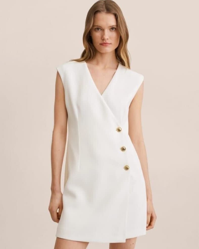 Mango Gold Buttoned Wrap Dress Mini Tail - Image 2