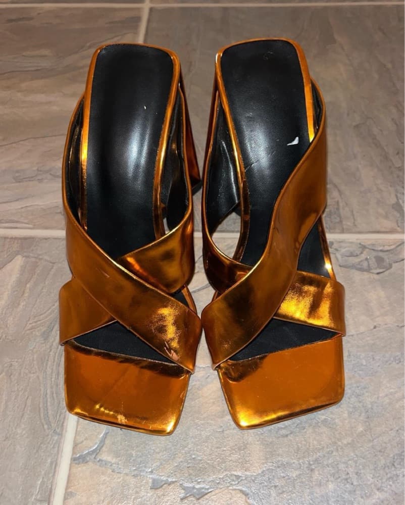 Gold Metallic Heels - Image 2
