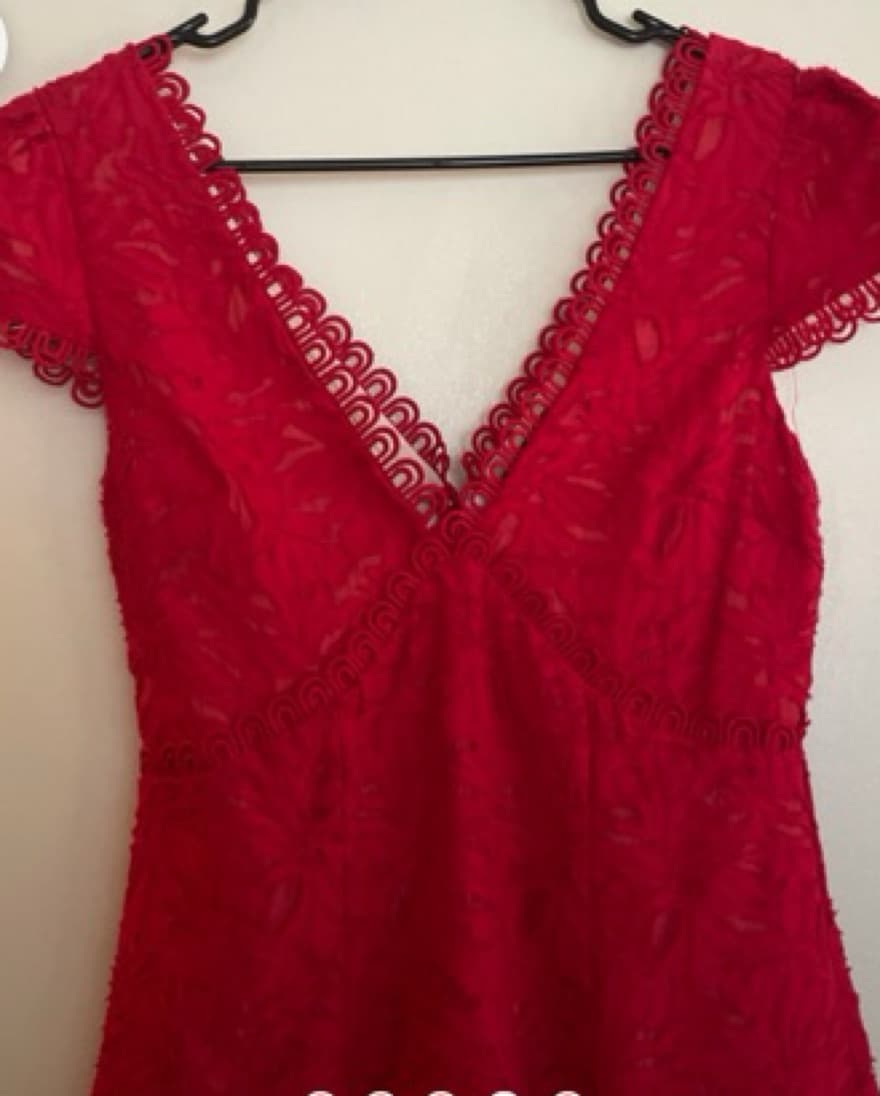 Red Ruffled Spanish Midi Dress - Image 1