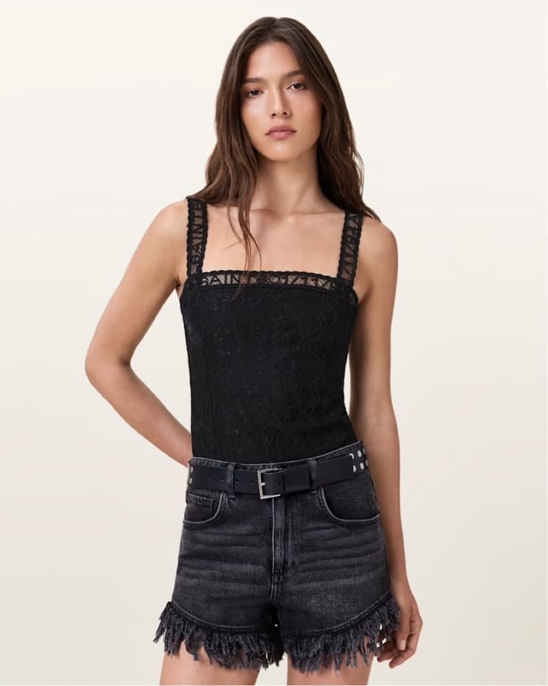 Allsaints VERA BLACK LACE BODYSUIT - Image 1