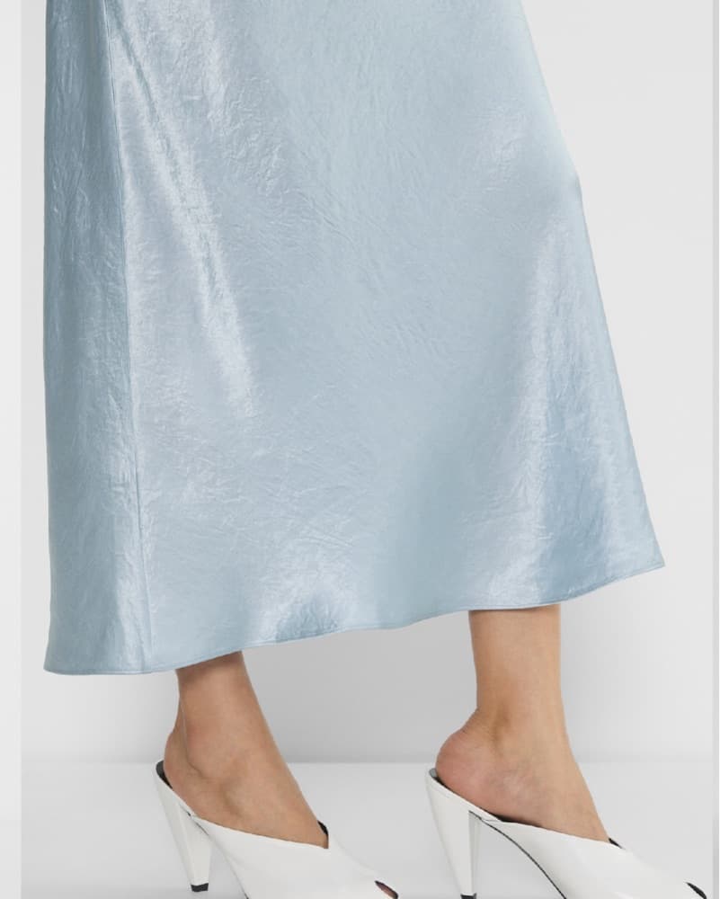 Babaton Light Blue Slip Satin Maxi Skirt - Image 2