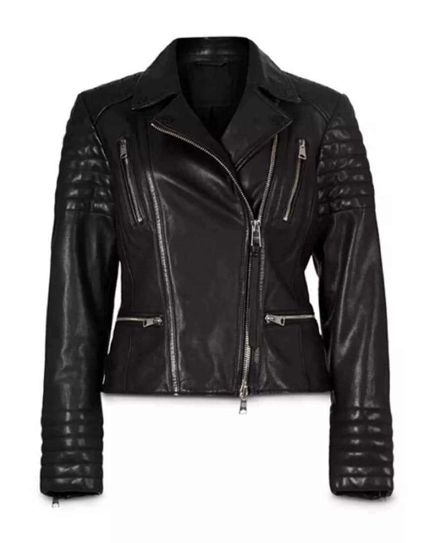Sleek Black Leather Moto Jacket - Image 2