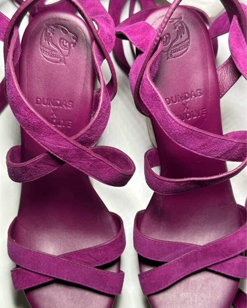 Dundas X Revolve Purple Suede Sandals - Image 2