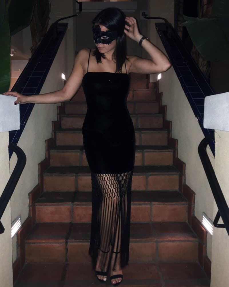 Vintage Velvet Fringe Cocktail Dress - Image 1