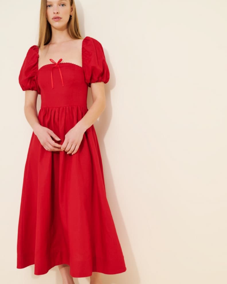Reformation Marella Linen Red Midi - Image 1