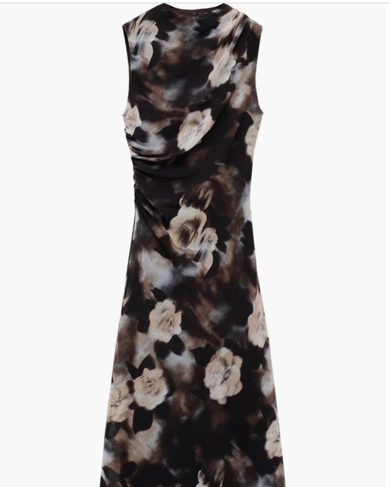 MANGO FLORAL PRINT RUCHED DRESS - Image 1
