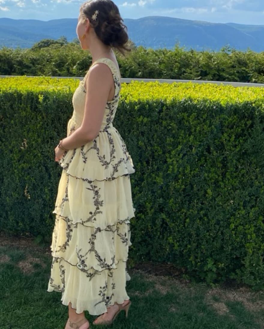 Ganni Yellow Pleated Midi Dress - Image 3